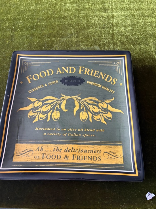 Food and Friends Other - Food and Friends Decorative Square Plate – Navy & Gold